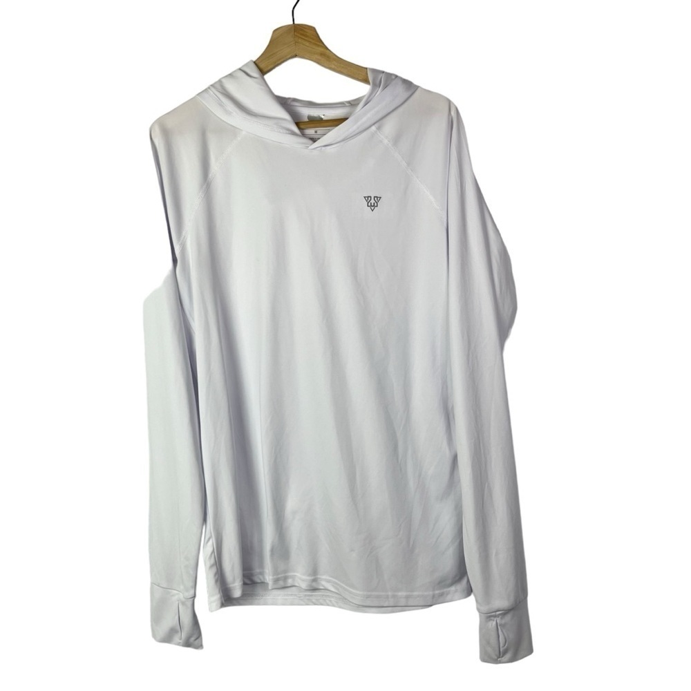 Boutique White UPF Pullover Lightweight Long Sleeve Hoodie Top M